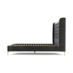Custom MADE Romare Double size Bed, Steel Grey Velvet with BrassLegs