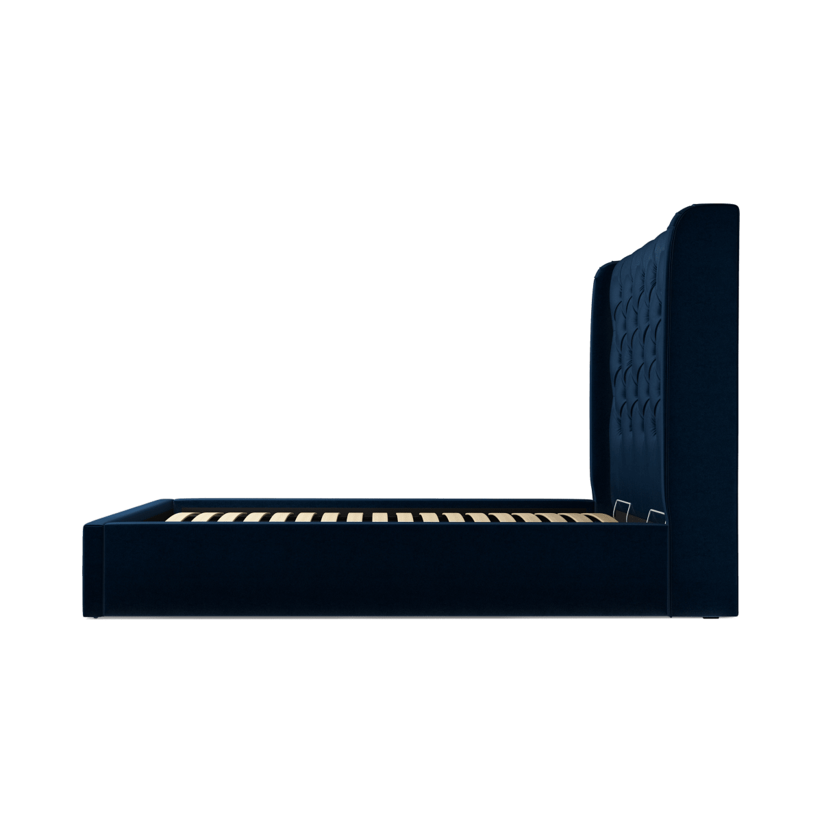 Custom MADE Romare Double size Bed with Ottoman, Regal Blue Velvet