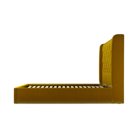 Custom MADE Romare Double size Bed with Ottoman, Saffron Yellow Velvet