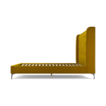 Custom MADE Romare King Size Bed, Saffron Yellow Velvet with Nickel Legs