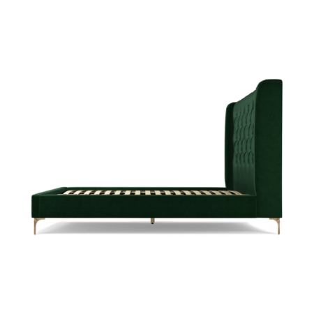 Custom MADE Romare King size Bed, Bottle Green Velvet with Brass Legs