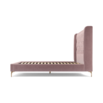 Custom MADE Romare King size Bed, Heather Pink Velvet with Brass Legs
