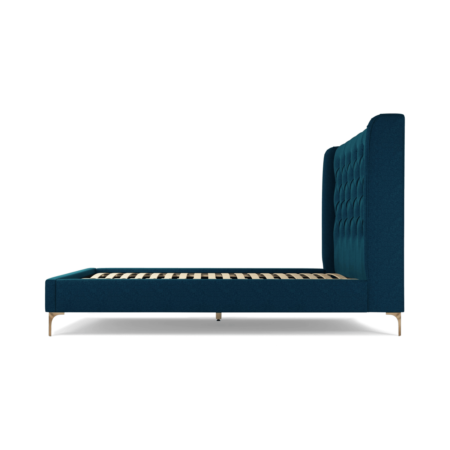 Custom MADE Romare King size Bed, Navy Wool with Brass Legs