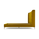 Custom MADE Romare King size Bed, Saffron Yellow Velvet with Copper Legs