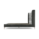 Custom MADE Romare King size Bed, Steel Grey Velvet with Copper Legs