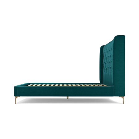 Custom MADE Romare King size Bed, Tuscan Teal Velvet with Brass Legs