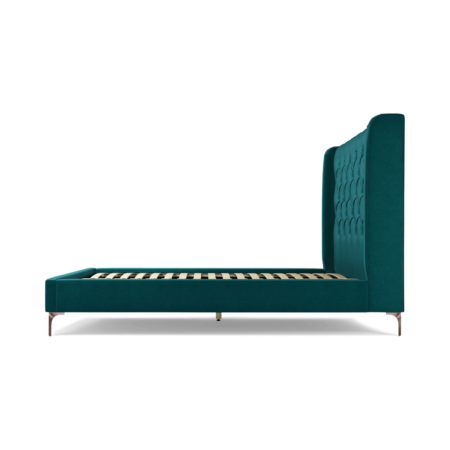 Custom MADE Romare King size Bed, Tuscan Teal Velvet with Copper Legs