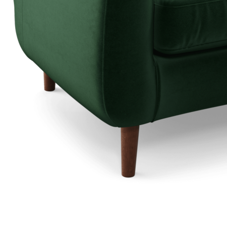 Custom MADE Tubby Armchair, Bottle Green Velvet with Dark Wood Legs