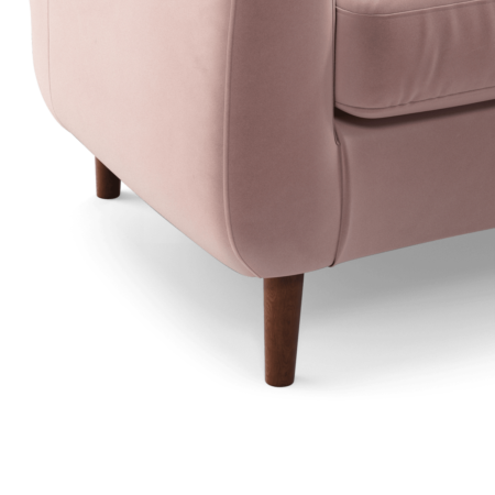 Custom MADE Tubby Armchair, Heather Pink Velvet with Dark Wood Legs
