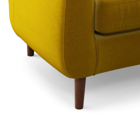 Custom MADE Tubby Armchair, Saffron Yellow Velvet with Dark Wood Legs