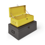 Daven Set of 2 Metal Storage Box Trunks, Yellow & Charcoal