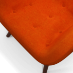 Doris Accent Armchair, Citrus Orange Velvet with Dark Wood Legs