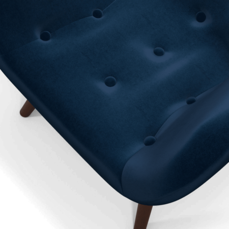 Doris Accent Armchair, Regal Blue Velvet with Dark Wood Legs