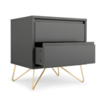 Elona Bedside Table, Charcoal and Brass