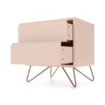 Elona Bedside Table, Dusk Pink & Copper