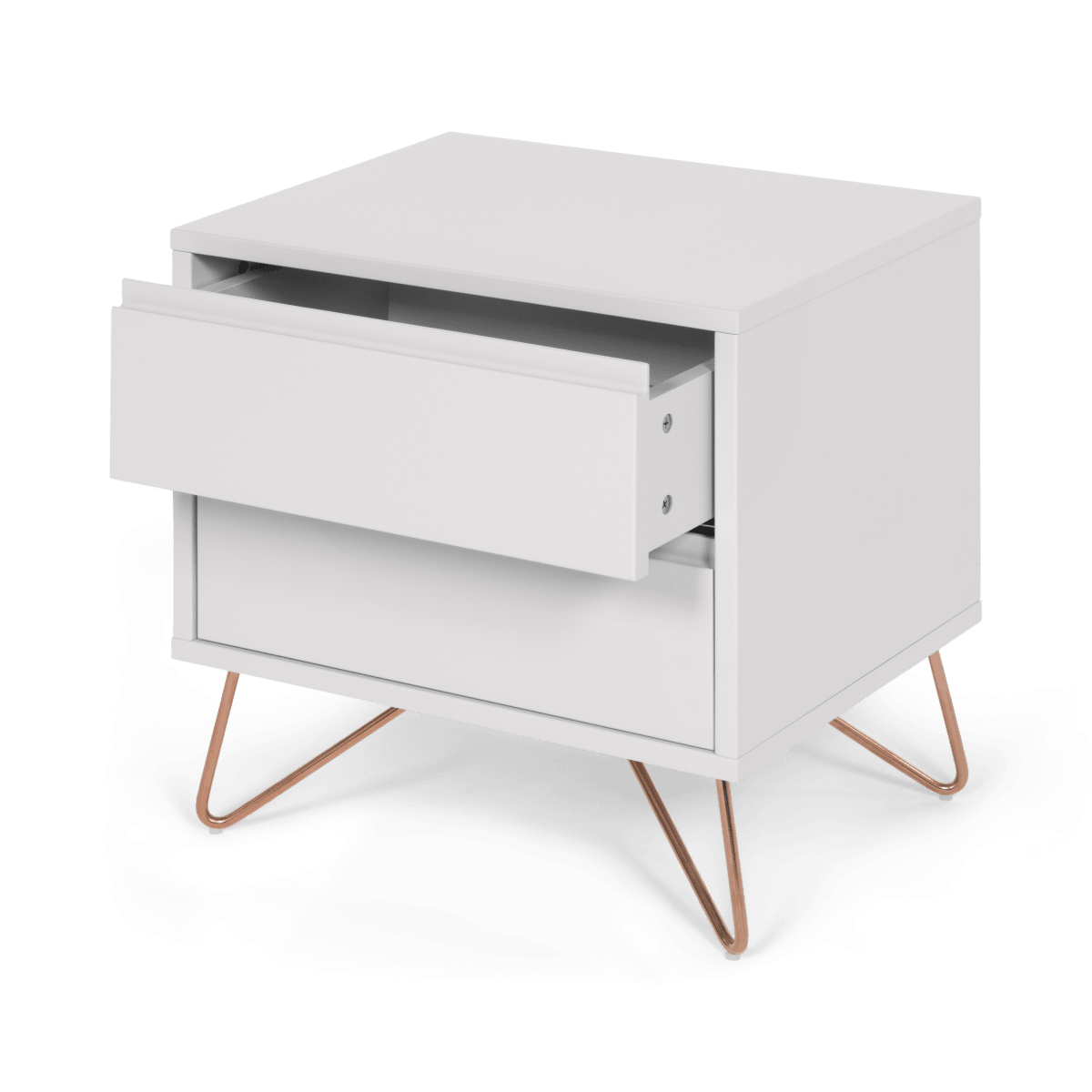 Elona Bedside Table, Grey & Copper • Sofas Etc