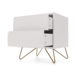 Elona Bedside Table, Ivory White & Brass