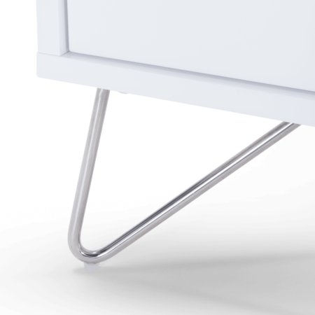 Elona Bedside Table, White Gloss & Chrome