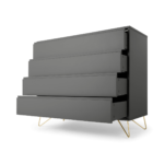 Elona Chest Of Drawers, Charcoal and Brass