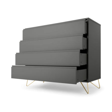 Elona Chest Of Drawers, Charcoal and Brass