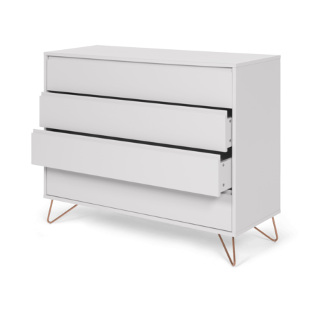 Elona Chest Of Drawers, Light Grey and Copper