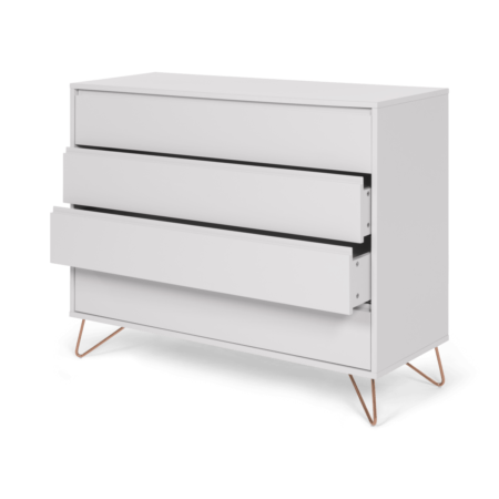 Elona Chest Of Drawers, Light Grey and Copper