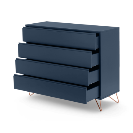 Elona Chest of Drawers, Dark Blue and Copper