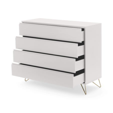 Elona Chest of Drawers, Ivory White & Brass