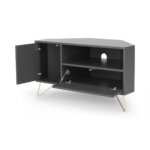 Elona Corner Media Unit, Charcoal and Brass
