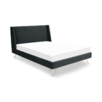 Elona Double Bed, Midnight Grey Velvet & Copper Legs