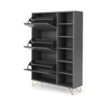 Elona Double Shoe Storage, Charcoal and brass