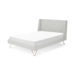 Elona King Size Bed, Snow Grey Weave