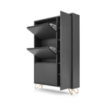 Elona Shoe Storage, Charcoal and Brass