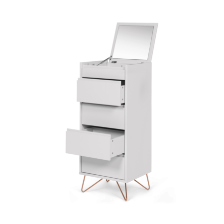 Elona Vanity Chest of Drawers, Grey and Copper