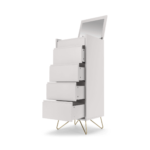 Elona Vanity Chest of Drawers, Ivory White & Brass