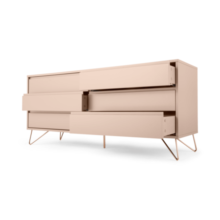 Elona Wide Chest Of Drawers, Dusk Pink & Copper