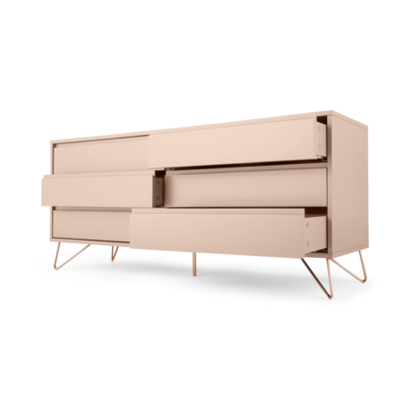 Elona Wide Chest Of Drawers, Dusk Pink & Copper