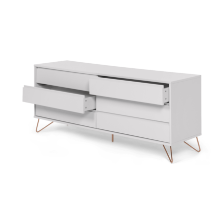 Elona Wide Chest Of Drawers, Grey & Copper