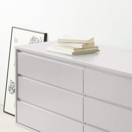Elona Wide Chest of Drawers, Ivory White & Brass