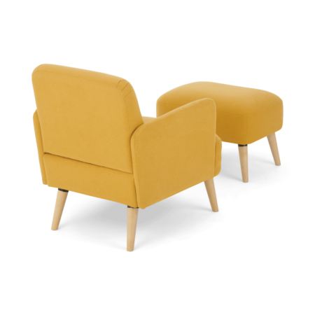 Elvi Accent Armchair and Footstool, Butter Yellow