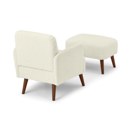 Elvi Accent Armchair and Footstool, Faux Sheepskin