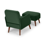 Elvi Accent Armchair and Footstool, Pine Green Velvet