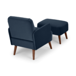 Elvi Accent Armchair and Footstool, Sapphire Blue Velvet