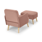 Elvi Accent Armchair and Footstool, Vintage Pink Velvet