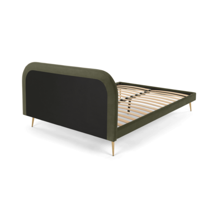 Eulia Double Bed, Sycamore Green Velvet & Brass Legs