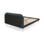 Eulia King Size Bed, Midnight Grey Velvet & Copper Legs