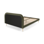 Eulia King Size Bed, Sycamore Green Velvet & Brass Legs