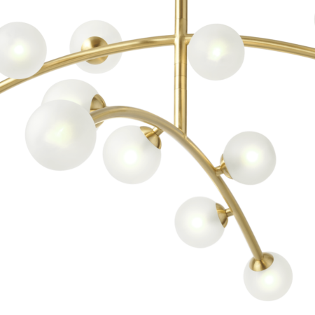 Fabia 12-Light Chandelier Pendant Lamp, Brass & Opal