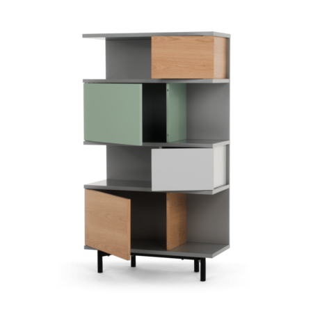 Fowler Tall Shelving Unit, Multicolour Oak