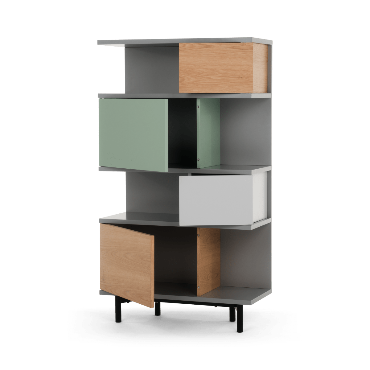 Fowler Tall Shelving Unit, Multicolour Oak • Sofas Etc